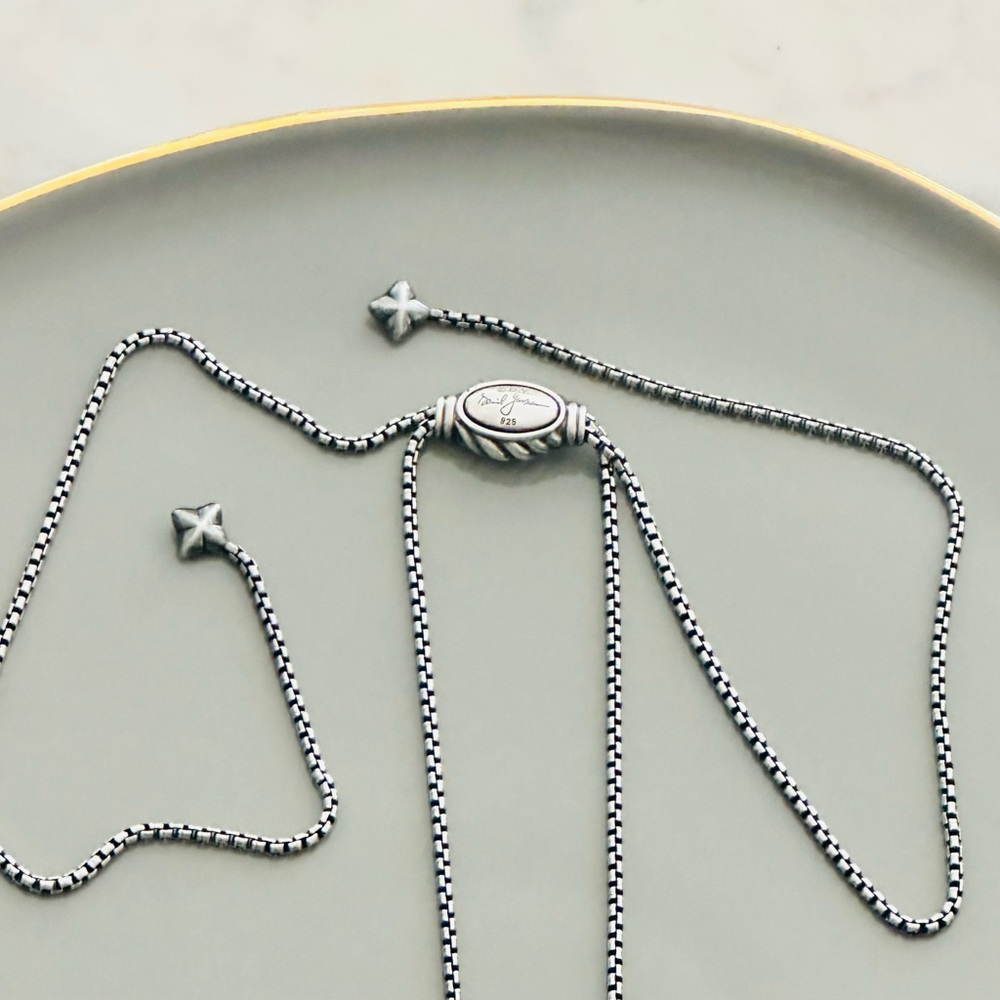 David Yurman Sterling Silver & 14k gold 37mm Crossover Pendant Necklace - Picture 3 of 4